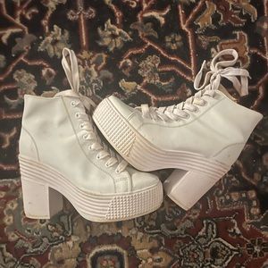 Laced Up White Boots